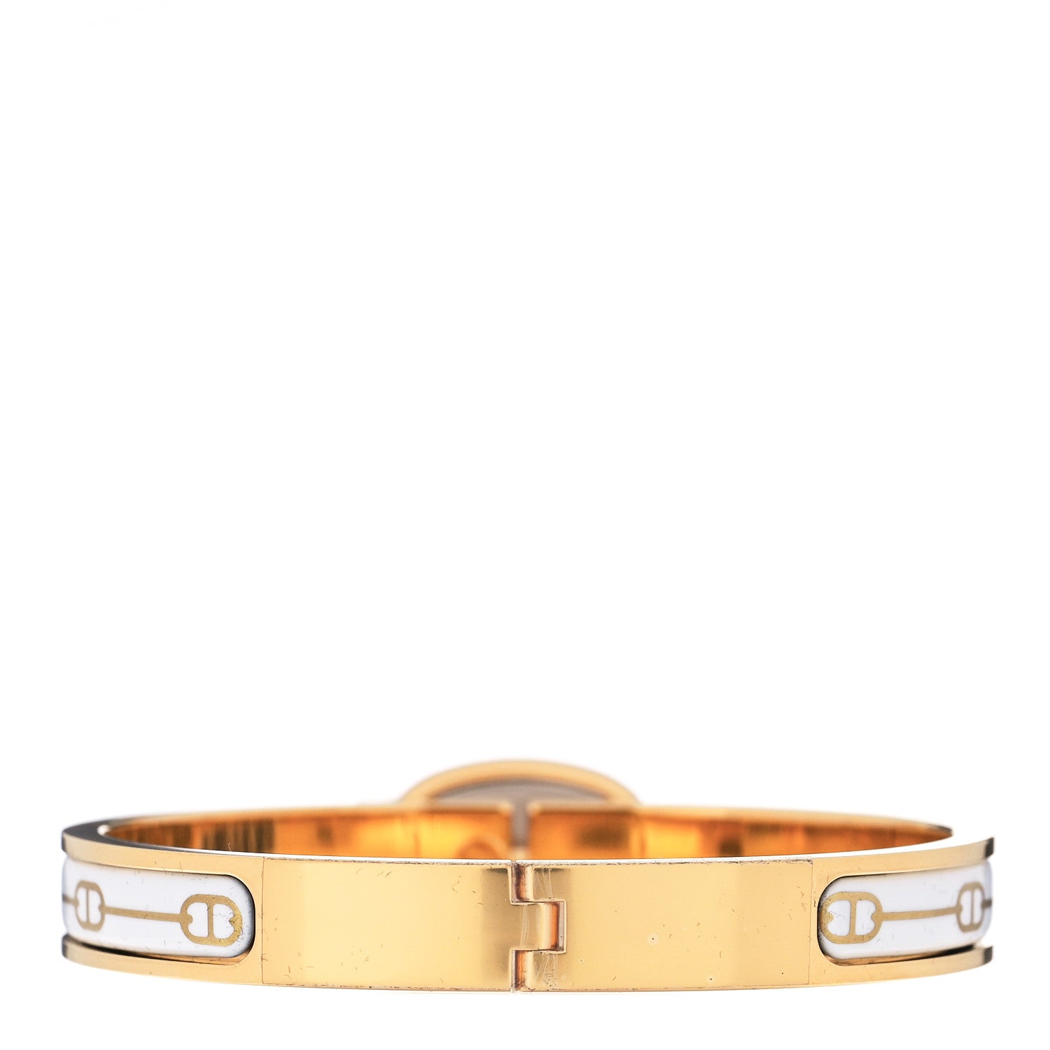 Hermes Enamel Mini Farandole Clic Chaine D'Ancre Bracelet Or White 2 of 6