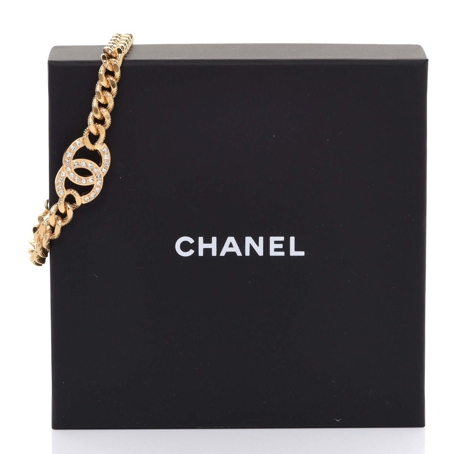 Chanel Crystal CC Chain Link Bracelet Gold 6 of 6