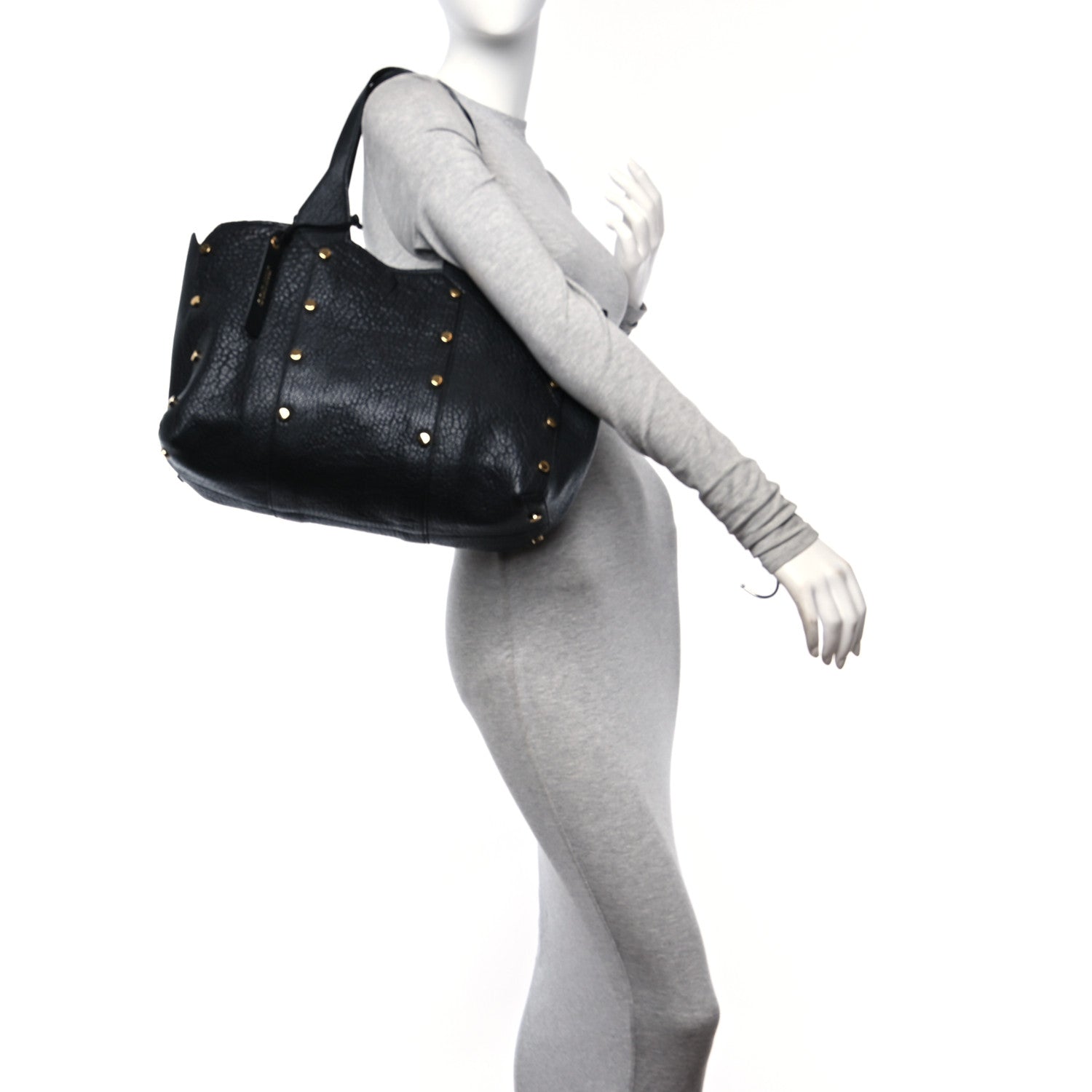 Jimmy Choo Grained Calfskin Studded Lockett Shopper Tote Black 2 of 9