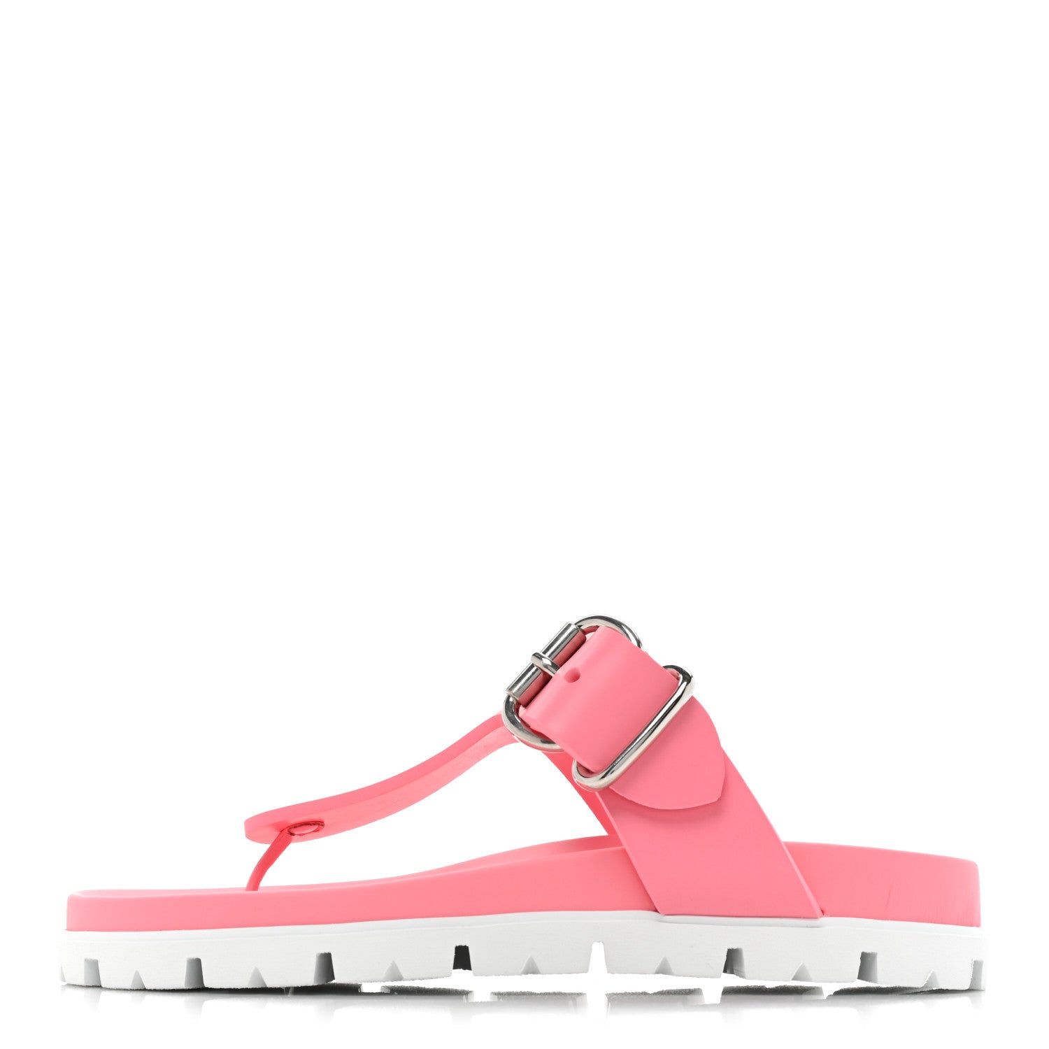 Prada EVA Rubber Buckled Lug Sole 20mm Thong Sandals 41 Begonia 1 of 9