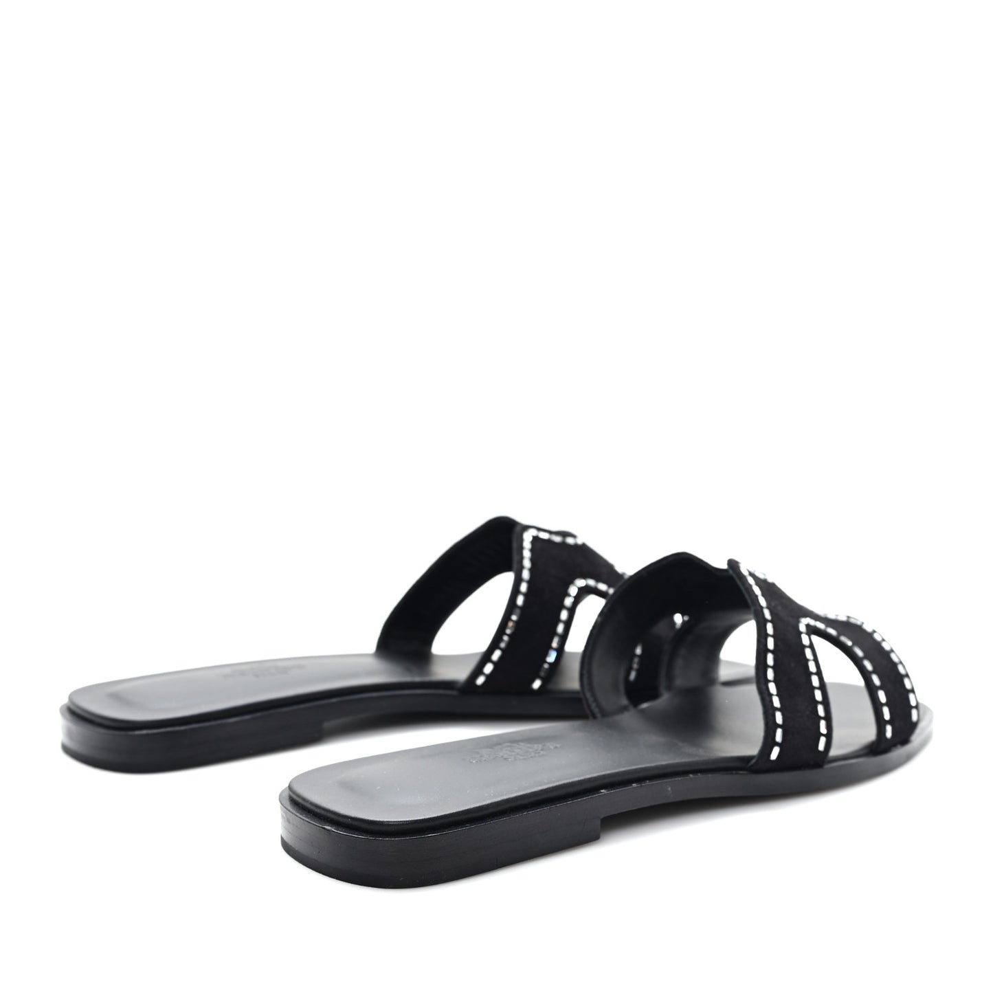 Suede Goatskin Crystal Embellished Oran Sandals 38 Black