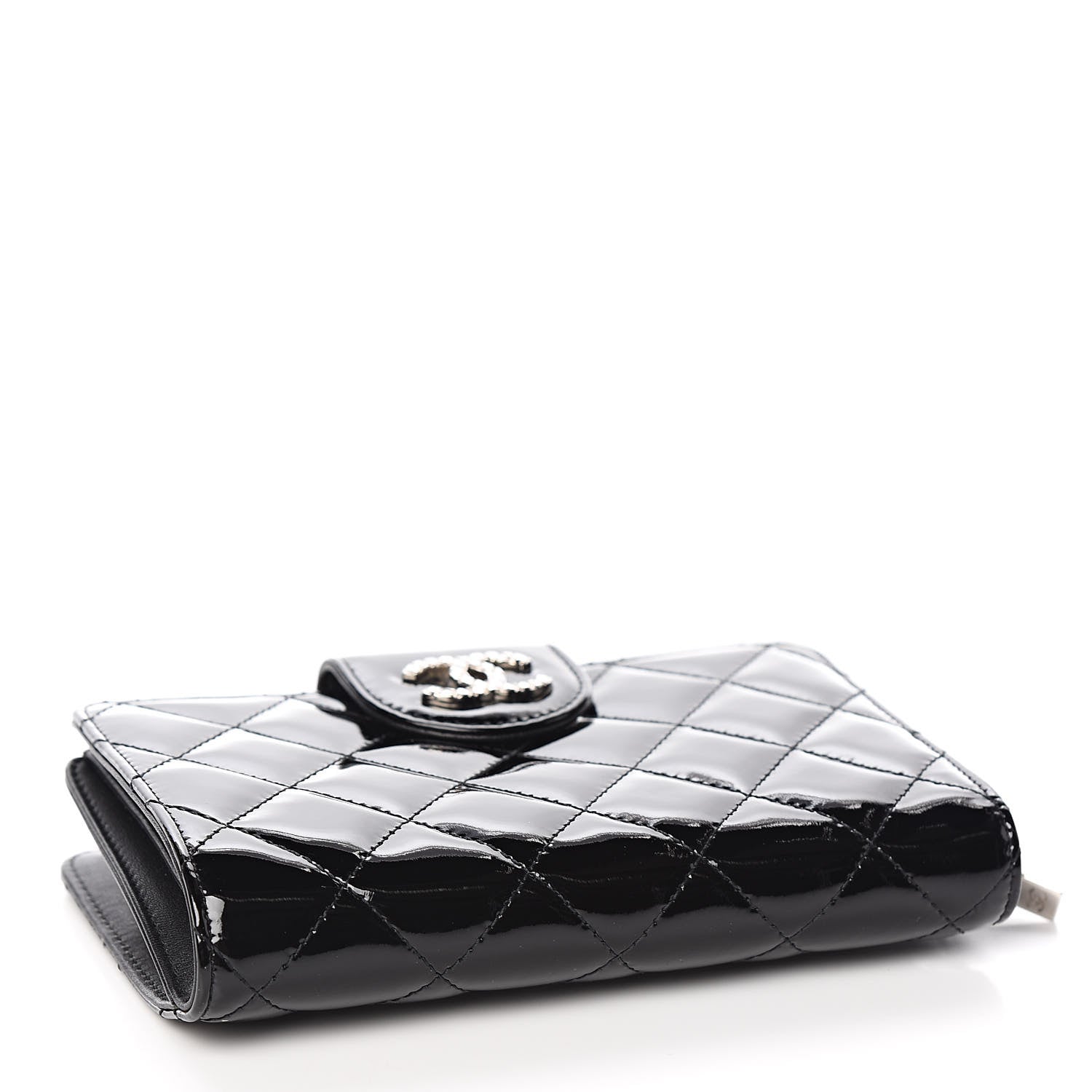 Chanel Patent Quilted Brilliant Zipped Pocket Wallet Black 4 of 9