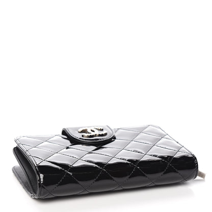 Chanel Patent Quilted Brilliant Zipped Pocket Wallet Black 4 of 9