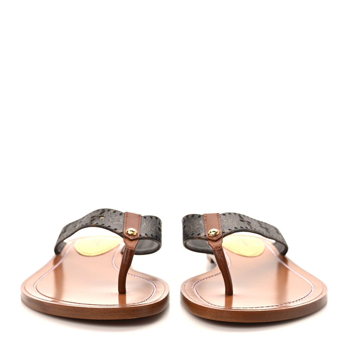 Monogram Sunny Flat Thong Sandals 38 Brown