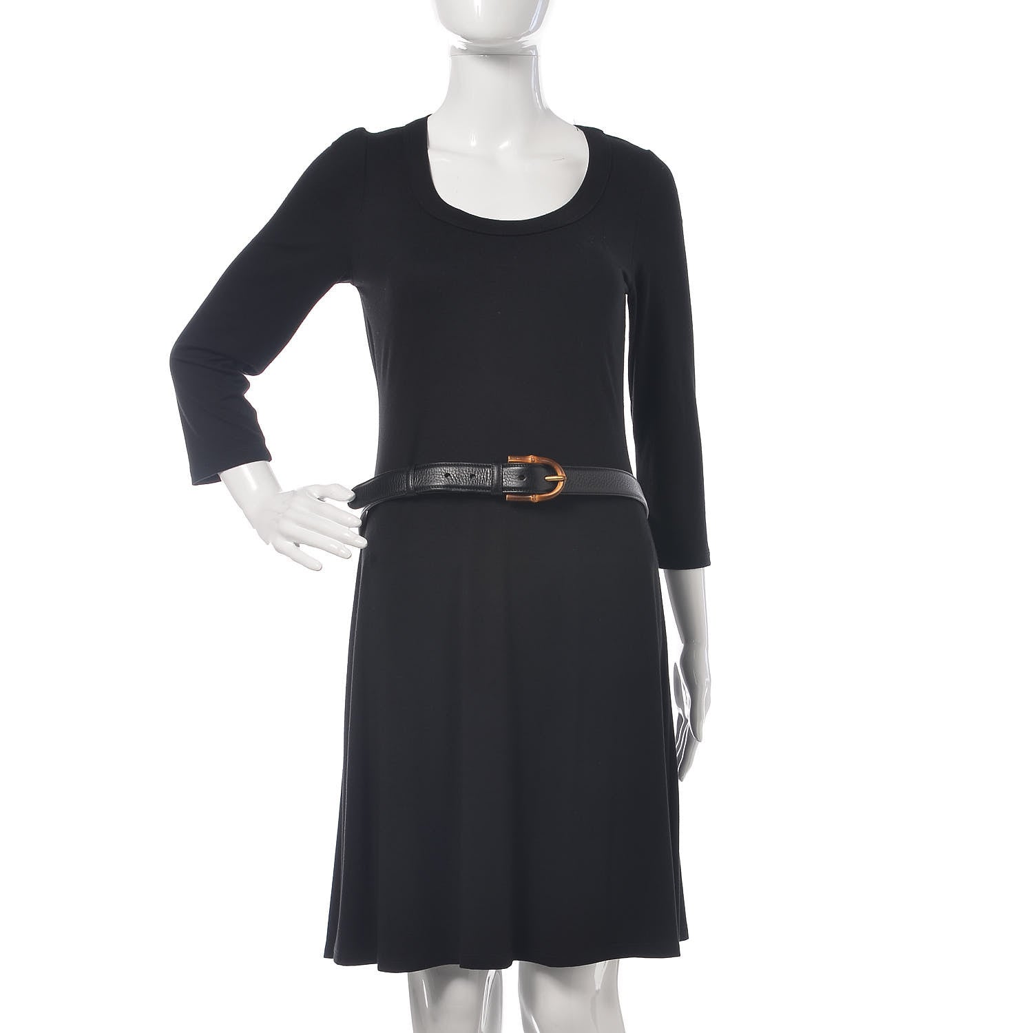 Gucci Calfskin Bamboo Buckle Belt 95 38 Black 2 of 8