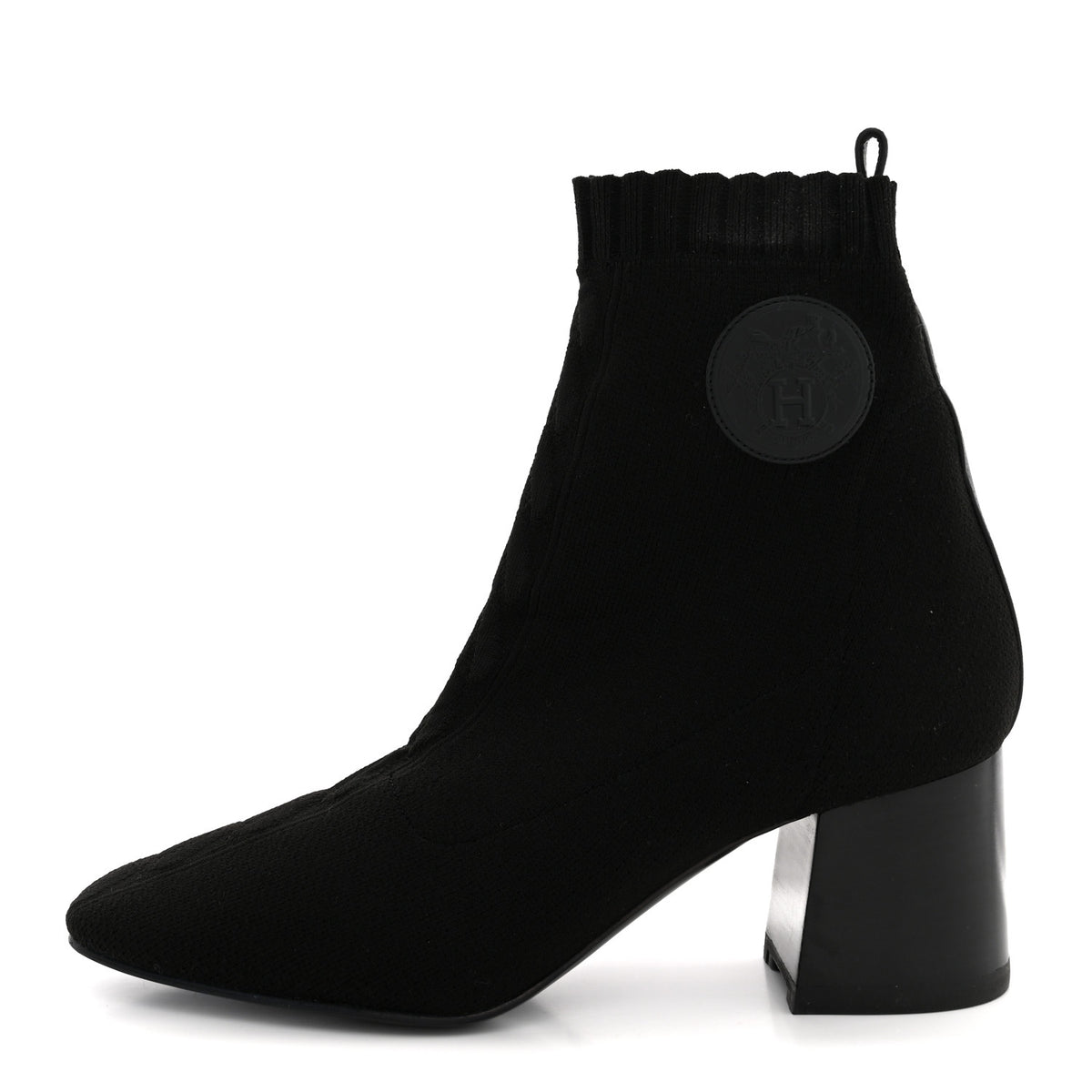 Hermes Knit Calfskin Volver 60 Ankle Boots 38 Black 1 of 11