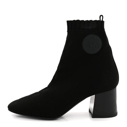 Hermes Knit Calfskin Volver 60 Ankle Boots 38 Black 1 of 11