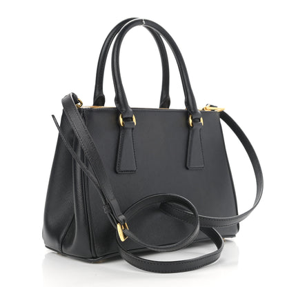 Prada Saffiano Mini Galleria Double Zip Tote Black 3 of 10