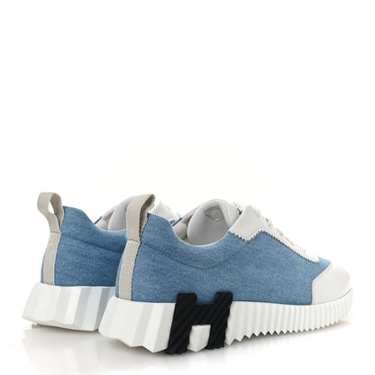 Hermes Denim Calfskin Bouncing Sneakers 40 Bleu Clair White 5 of 10