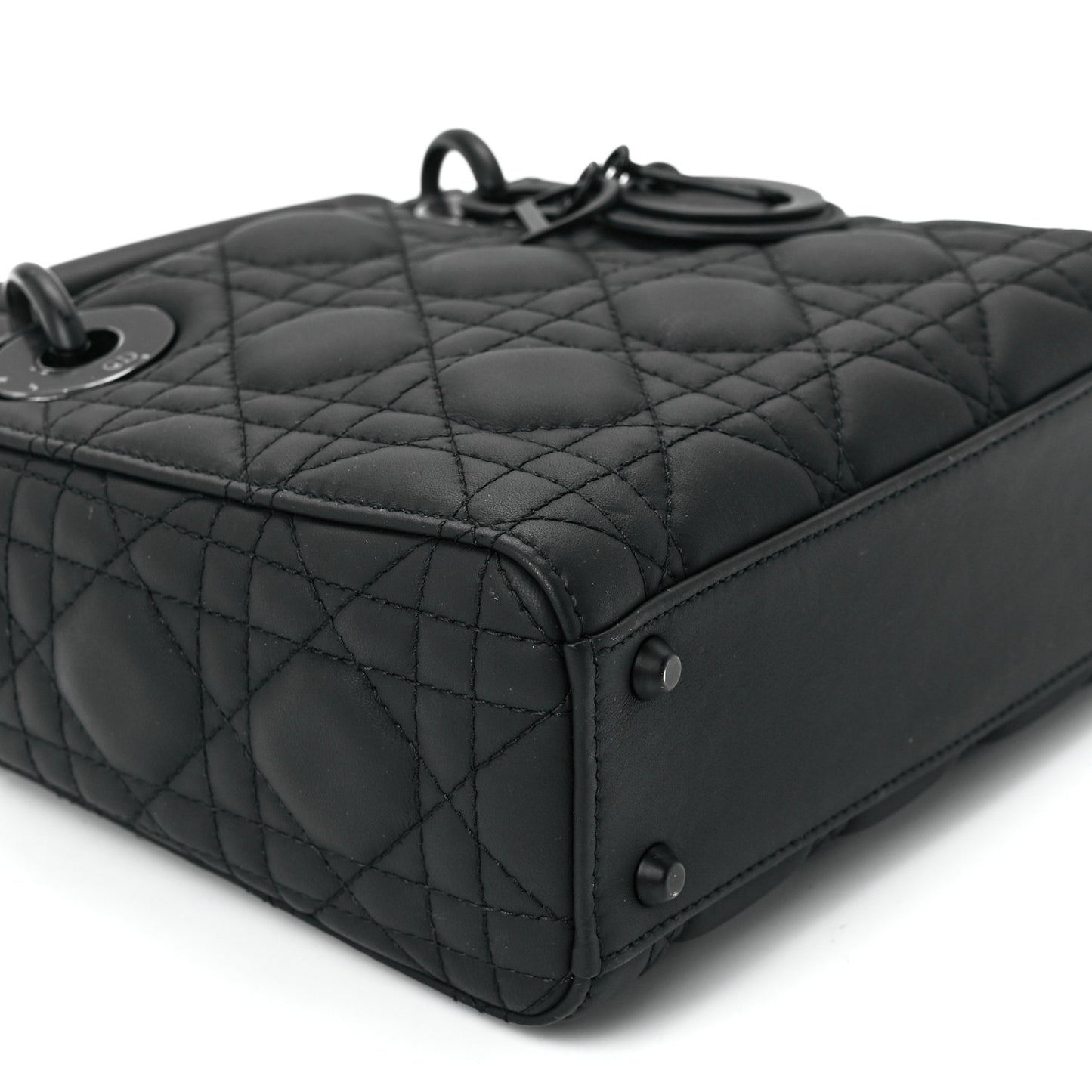 Ultra Matte Calfskin Cannage Mini Lady Dior Black