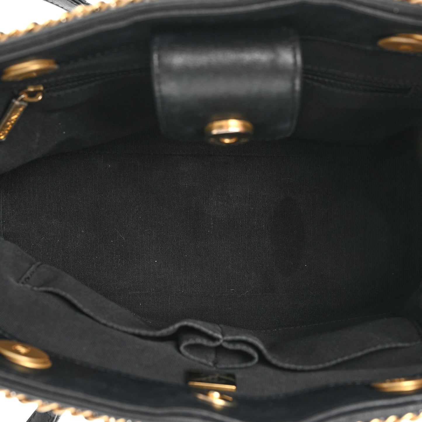 Calfskin Quilted Chain Lines Shopping Tote Black