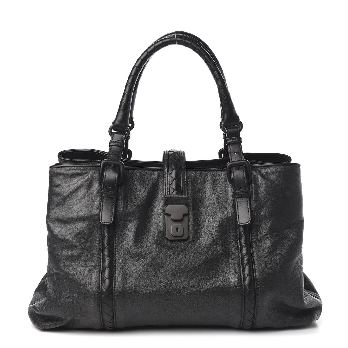 Grained Lambskin Medium Roma Tote Black