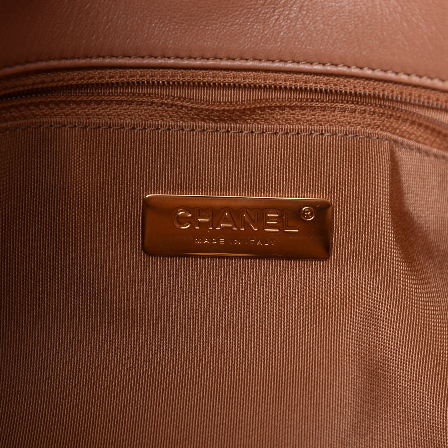 Lambskin Quilted Large Chanel 19 Flap Brown