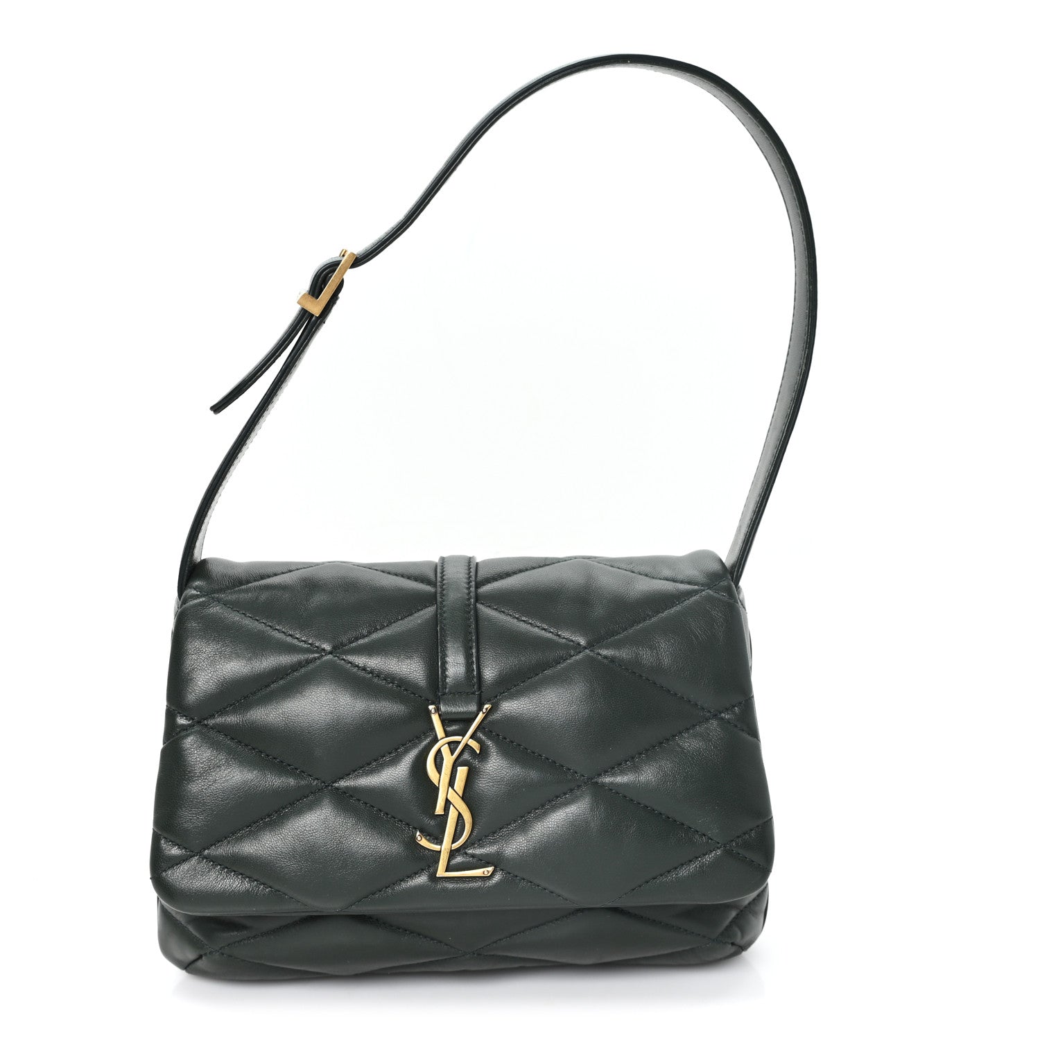 Saint Laurent Lambskin Quilted Le 57 Diamond Shoulder Bag Vert Fonce 1 of 11