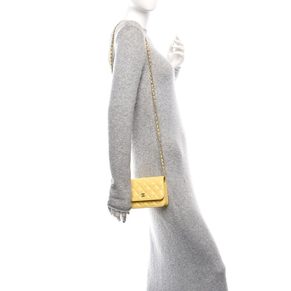 Chanel Caviar Quilted Mini Wallet On Chain WOC Yellow 2 of 11