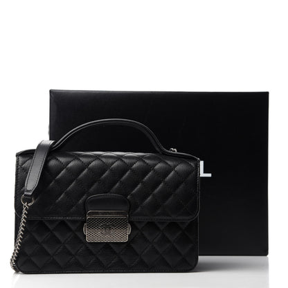 Chanel Goatskin Quilted Small CC University Top Handle Flap Black 11 of 11