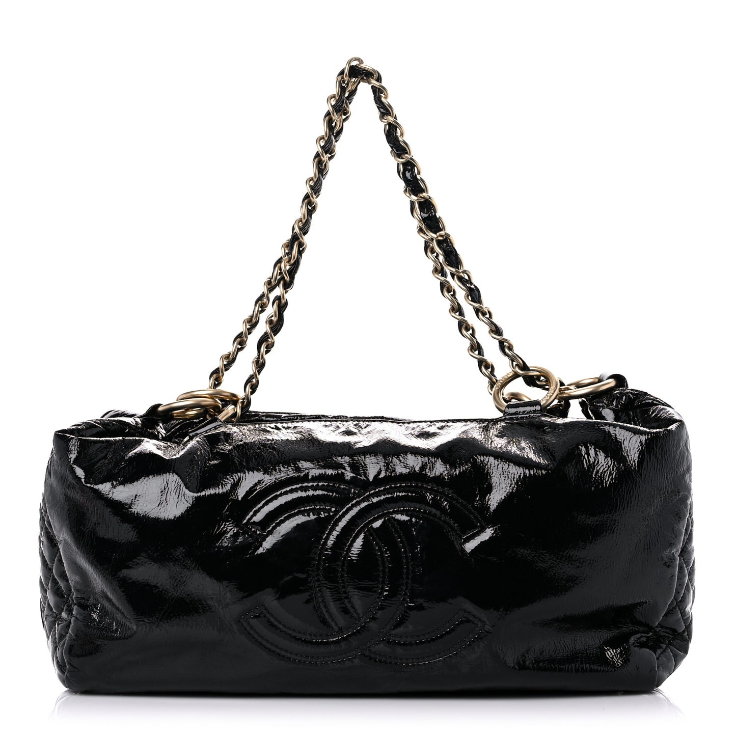 Patent Quilted CC Tote Black