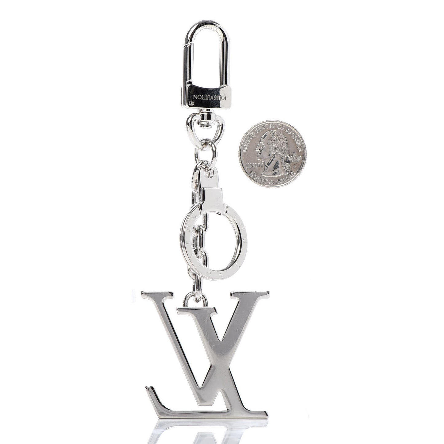 LV Facettes Bag Charm Key Holder Silver
