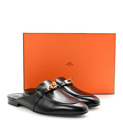Hermes Goatskin Oz Mules 38.5 Black 10 of 10
