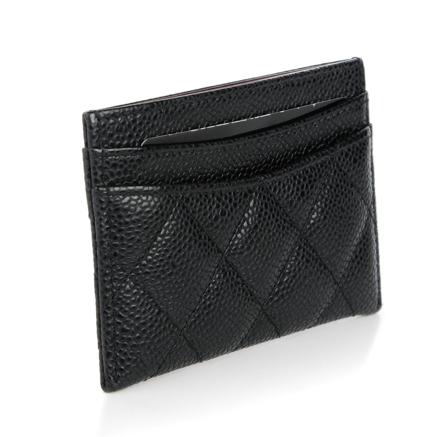 Caviar Quilted Card Holder Black