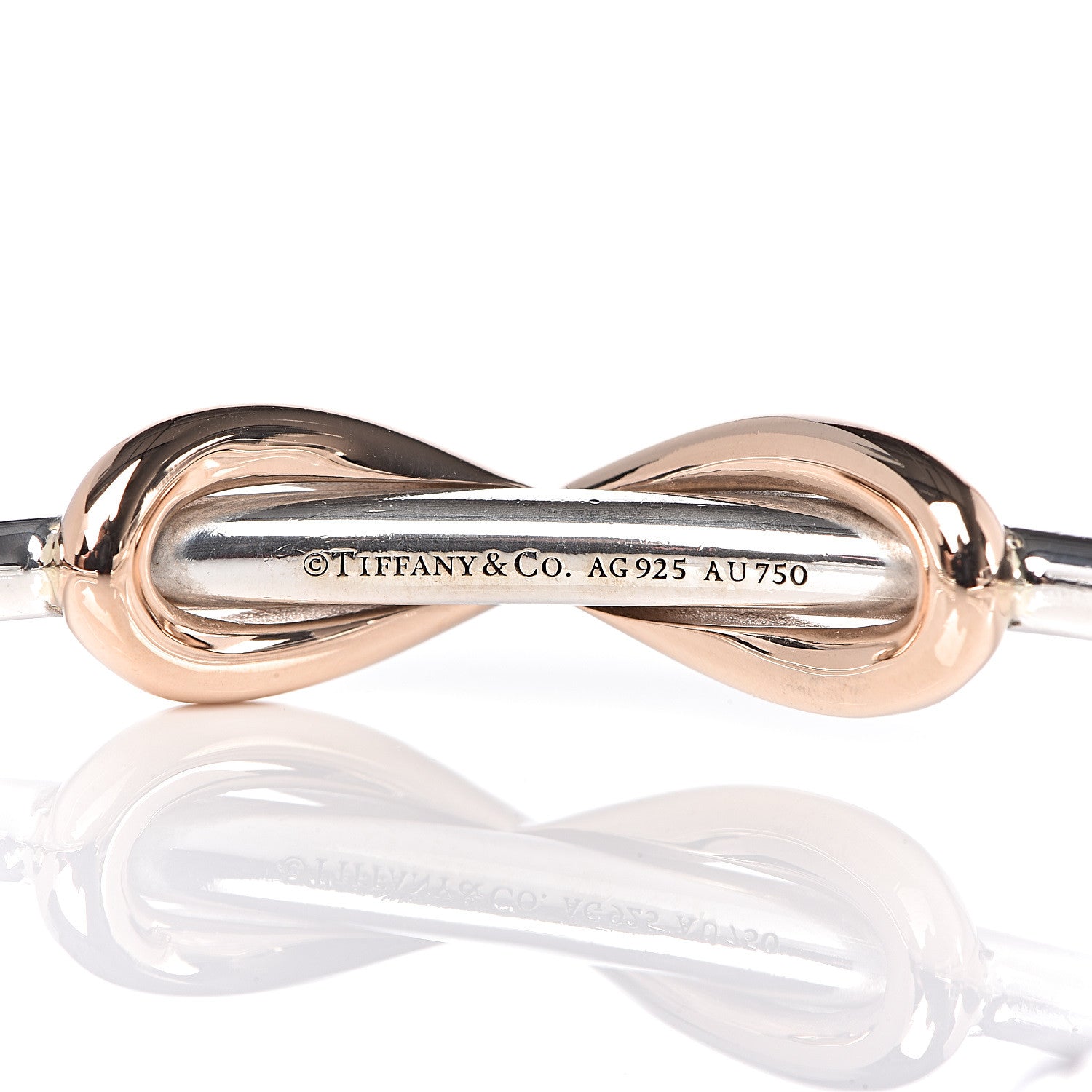 Tiffany Sterling Silver 18K Rose Gold Infinity Cuff Bracelet 4 of 5