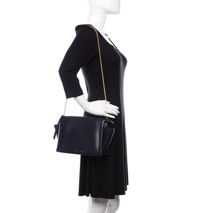 Celine Grained Calfskin Striped Tri-Fold Clutch Midnight 2 of 8