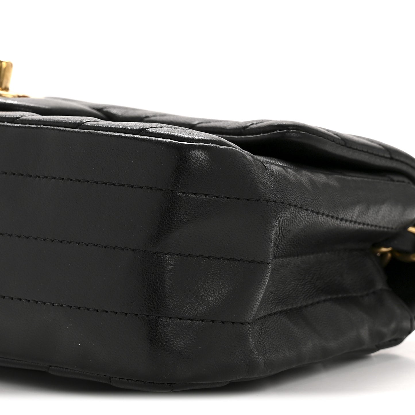 Lambskin Chevron Quilted Mini Rectangular Flap Black