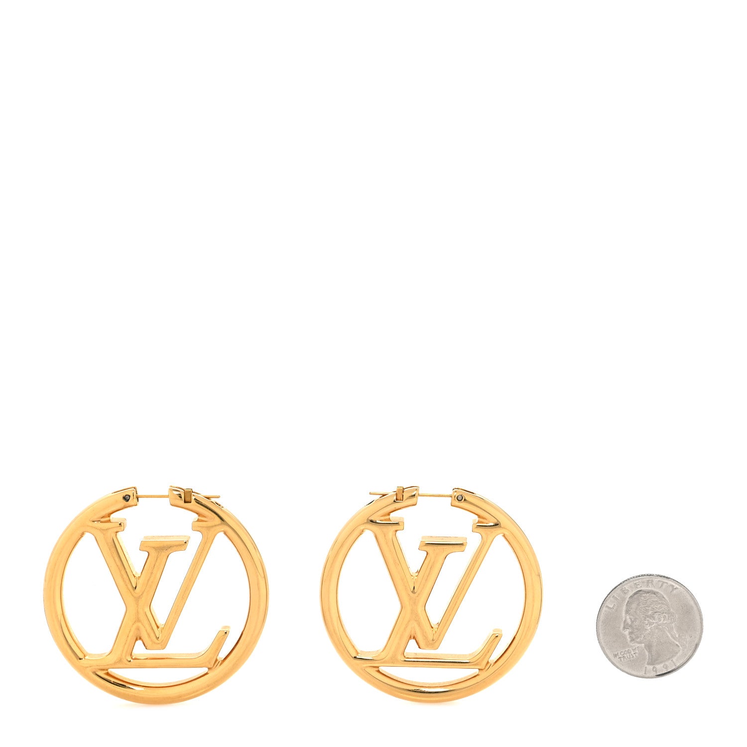 Louis Vuitton Metal Louise Hoop Earrings Gold 2 of 4