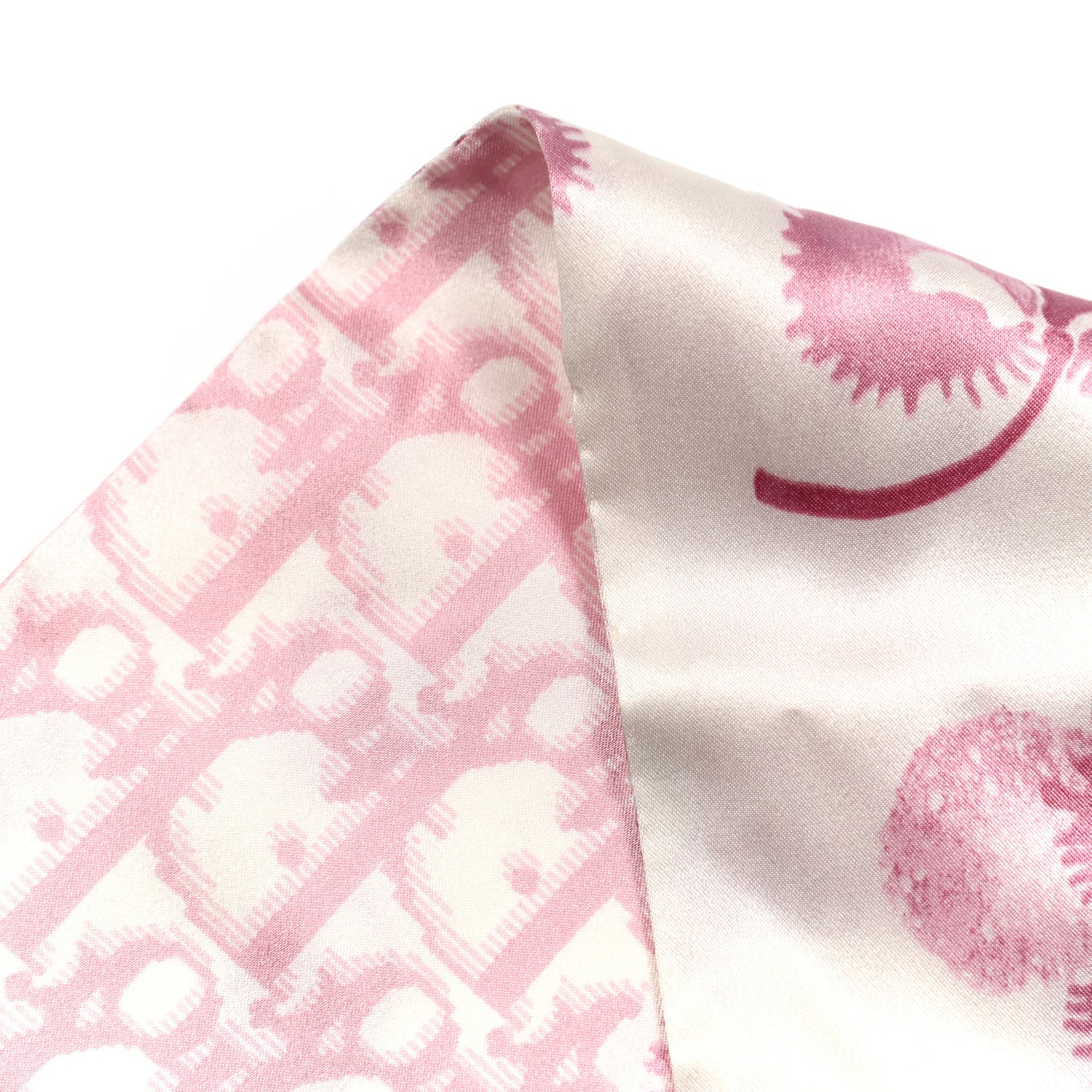 Silk Monogram Scarf Pink White
