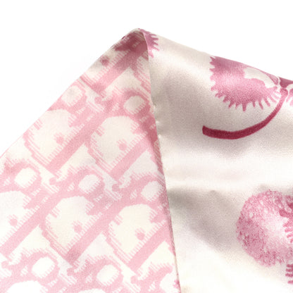Christian Dior Silk Monogram Scarf Pink White 4 of 4