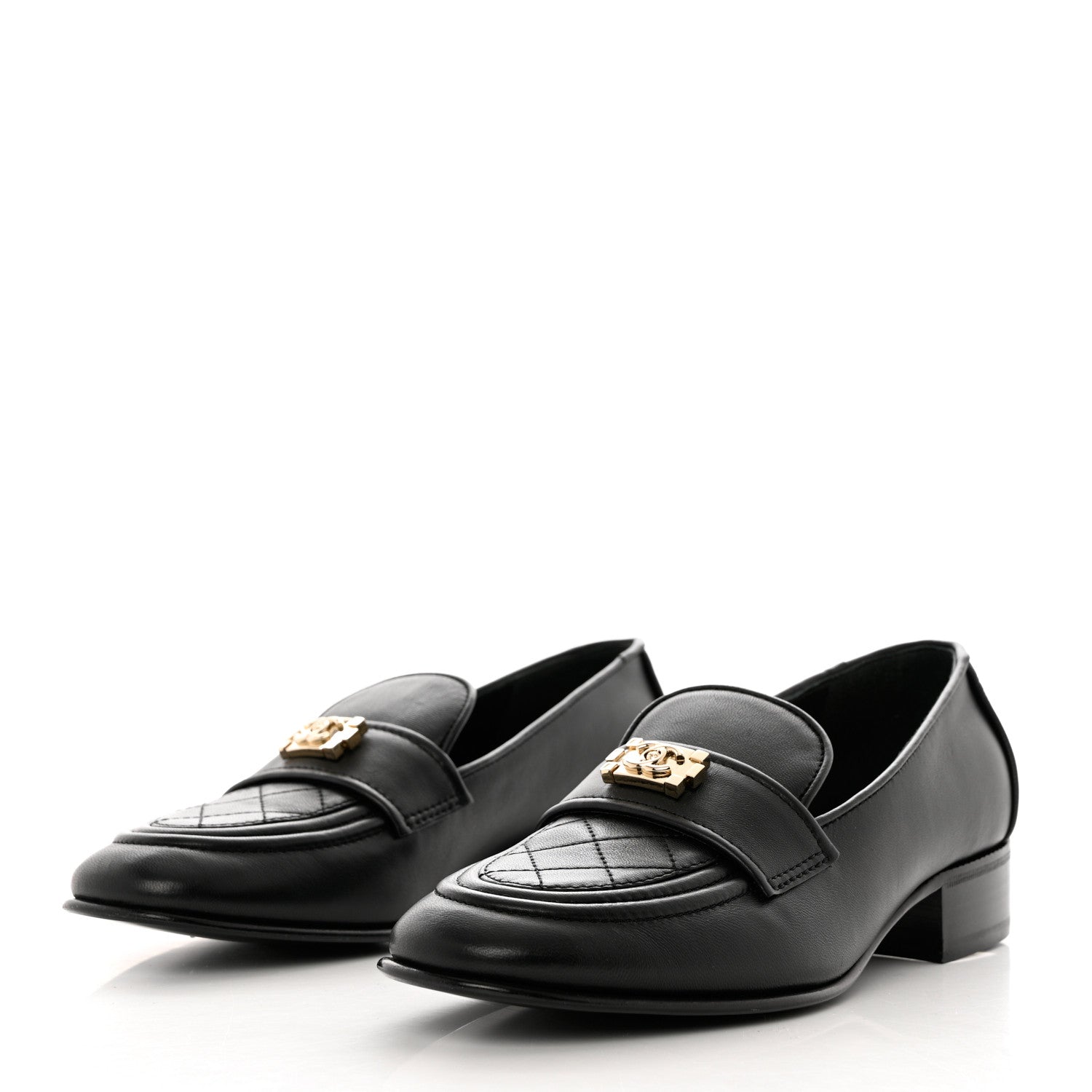 Chanel Lambskin Quilted Boy Loafers 38 Black 4 of 12