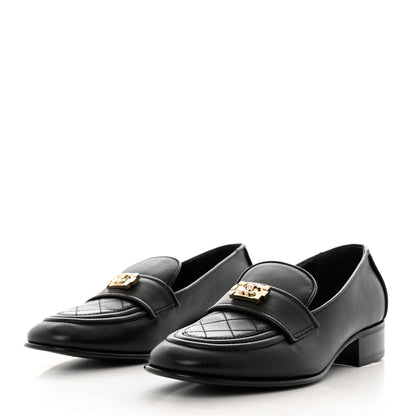 Chanel Lambskin Quilted Boy Loafers 38 Black 4 of 12