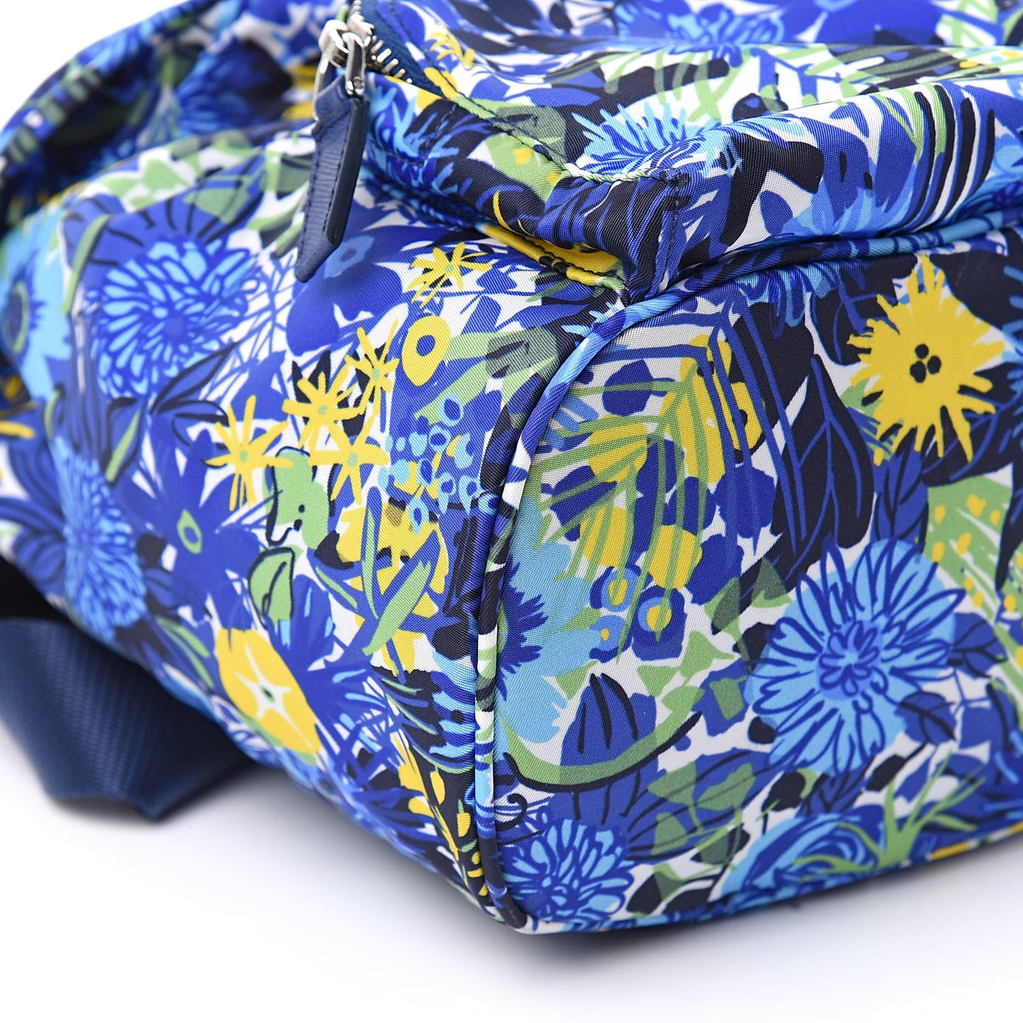 Tessuto Nylon Floral Print Single Buckle Backpack Bluette Dis Primule