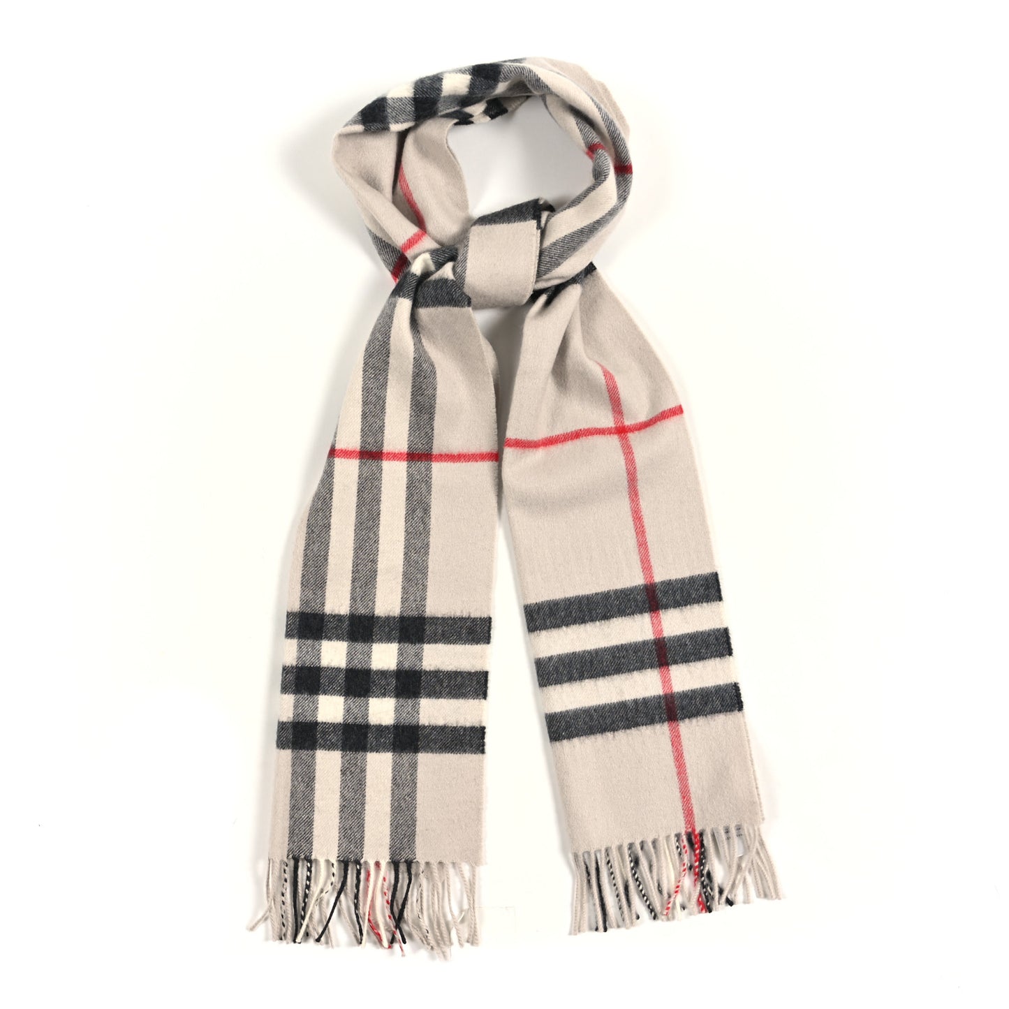 Cashmere House Check Fringe Scarf Camel