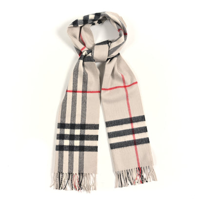 Burberry Cashmere House Check Fringe Scarf Camel 1 of 3