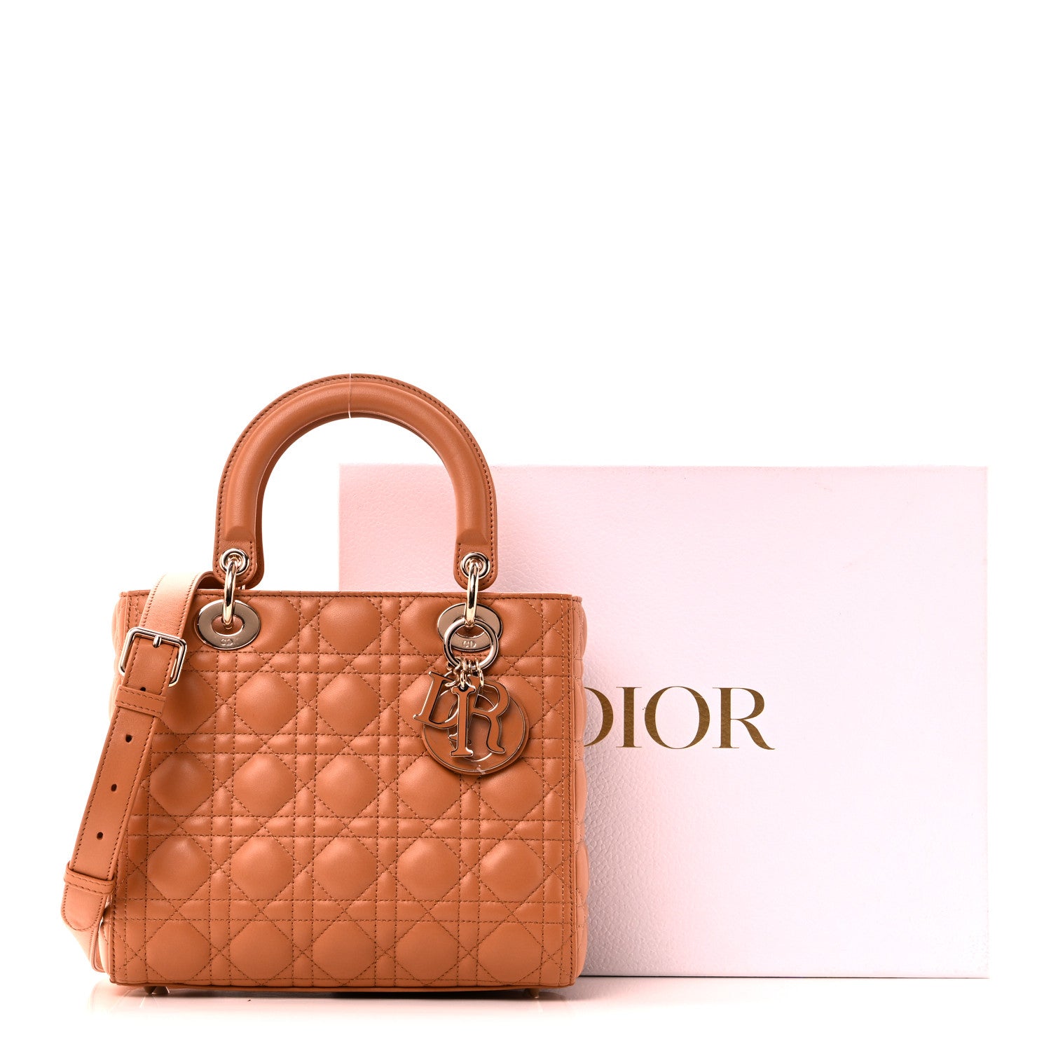 Christian Dior Lambskin Cannage Medium Lady Dior Amber 12 of 12