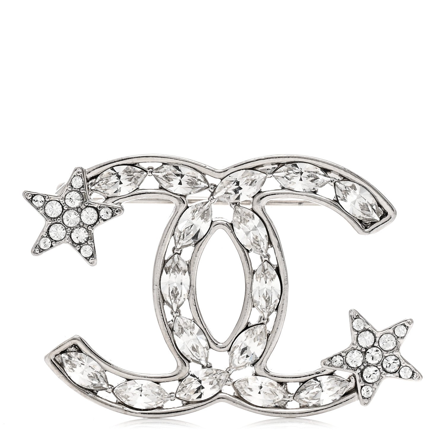 Chanel Crystal Starfall CC Brooch Silver 1 of 3