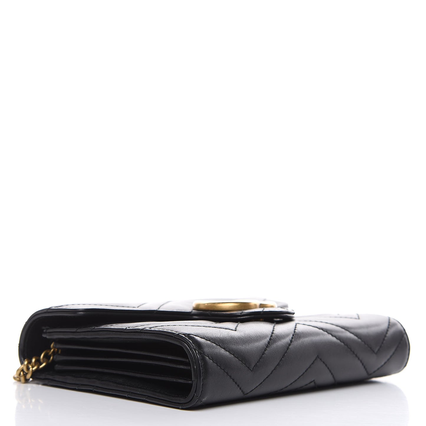 Calfskin Matelasse GG Marmont Chain Wallet Black