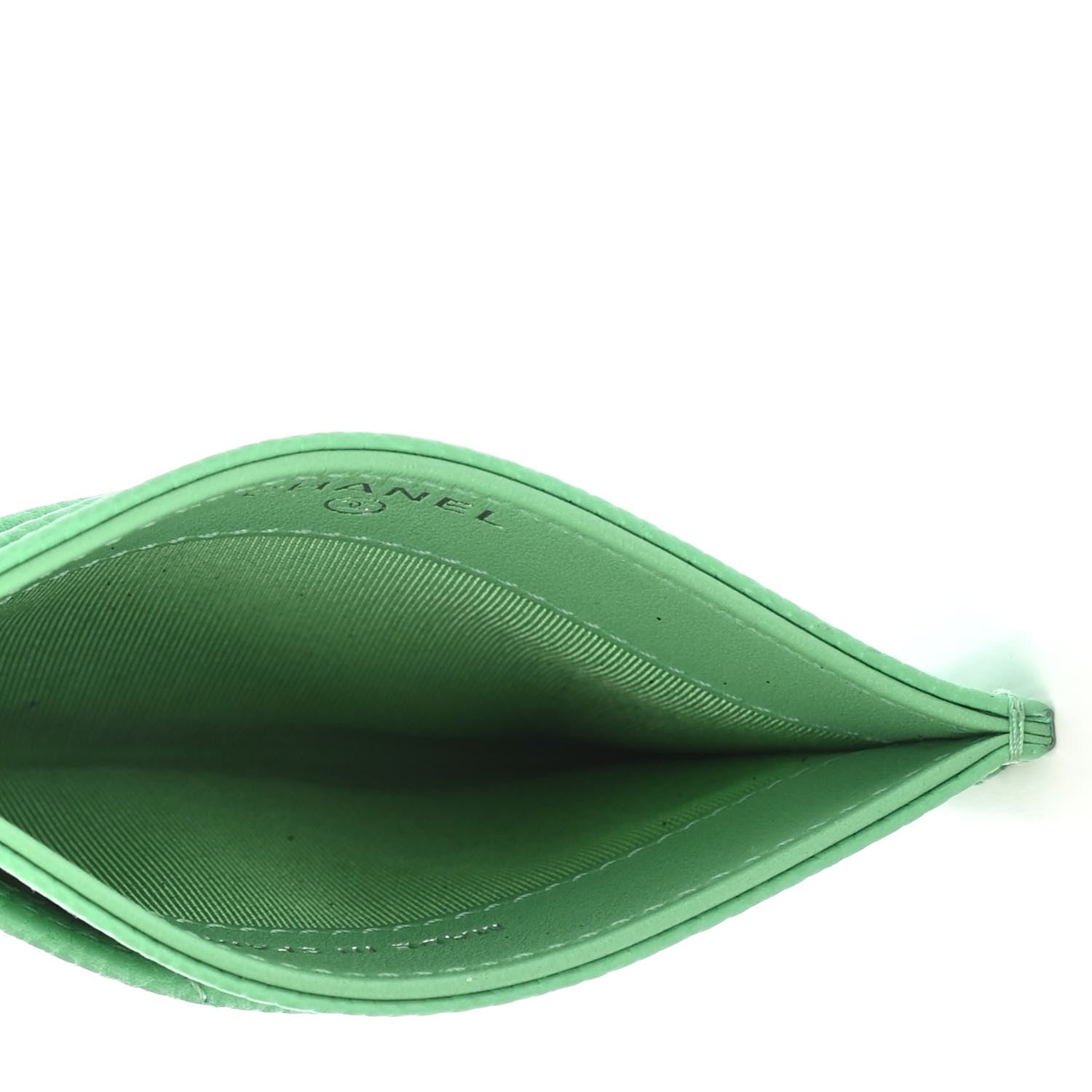 Chanel Caviar Chevron Quilted Card Holder Light Green 4 of 4