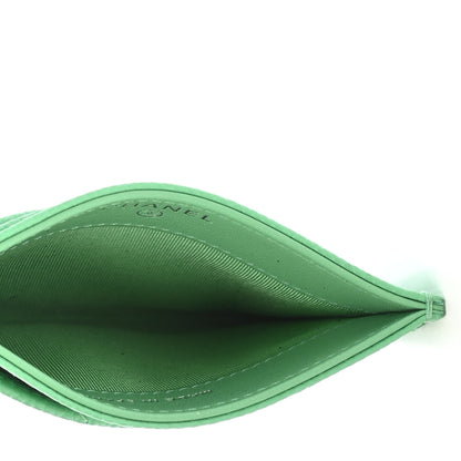 Chanel Caviar Chevron Quilted Card Holder Light Green 4 of 4