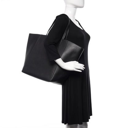 Celine Velluto Smooth Calfskin Medium Horizontal Cabas Phantom Black 2 of 10