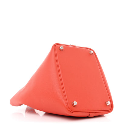 Hermes Epsom Tressage De Cuir Picotin Lock 18 PM Capucine Celeste Rouge H 4 of 12