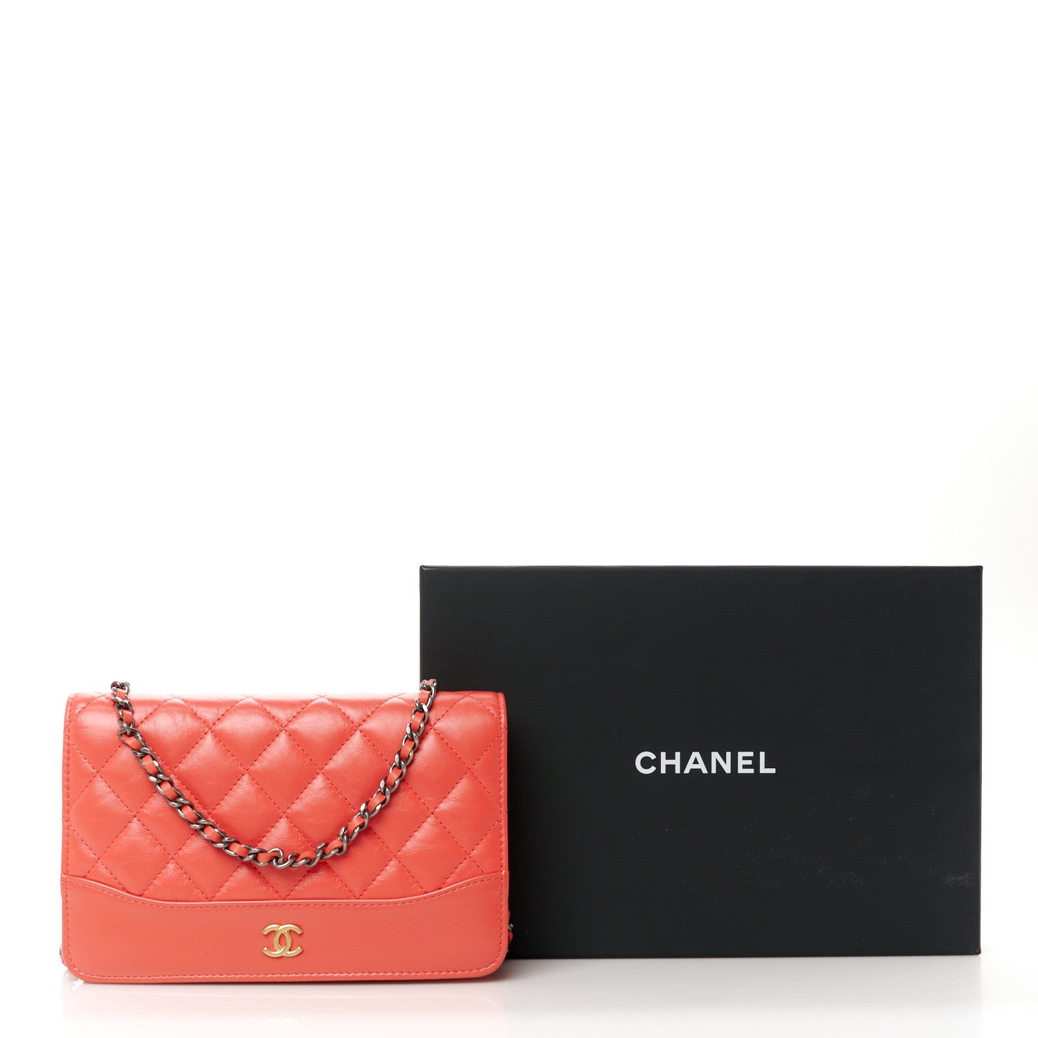 Chanel Aged Calfskin Quilted Gabrielle Wallet On Chain WOC  Orange 12 of 12
