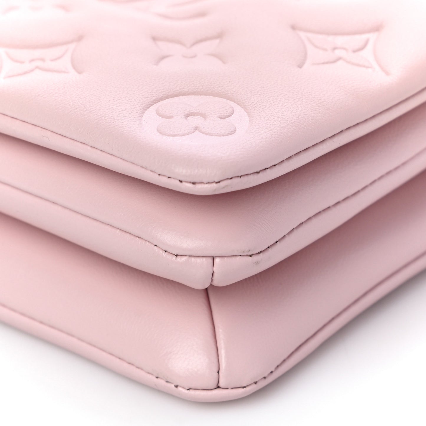 Lambskin Embossed Monogram Pochette Coussin Rose