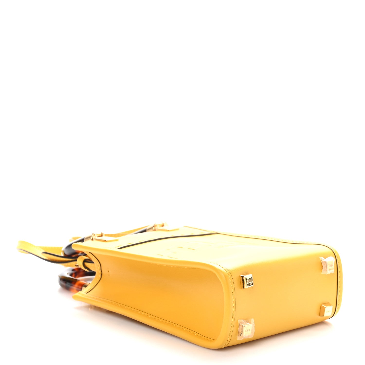Fendi Vitello King Plexiglass Logo Embossed Mini Fendi Sunshine Shopper Tote Mimosa 4 of 10