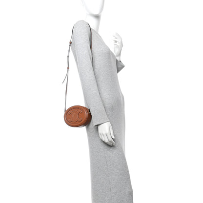 Celine Smooth Calfskin Cuir Small Triomphe Oval Crossbody Purse Tan 2 of 11