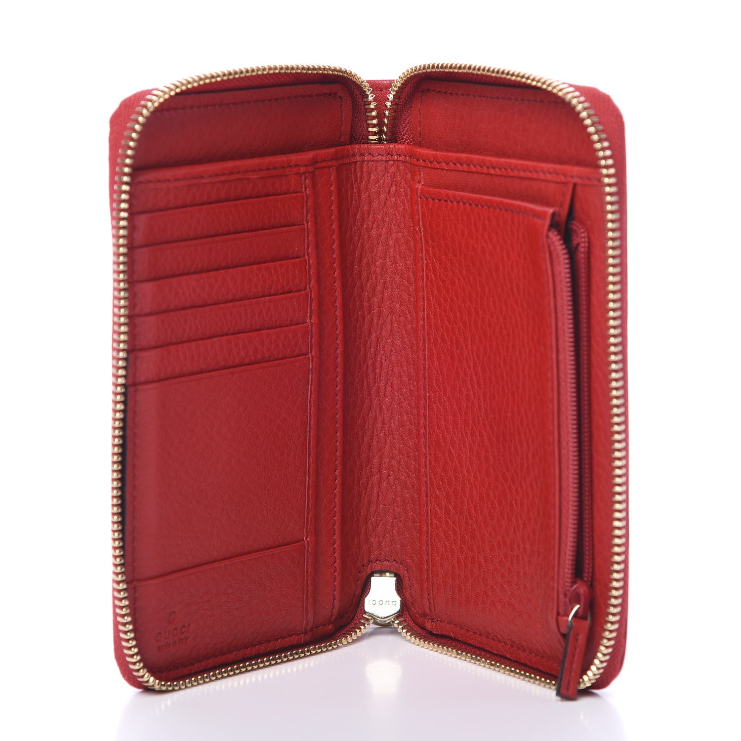 Gucci Pebbled Calfskin Medium Soho Zip Around Wallet Red 4 of 7
