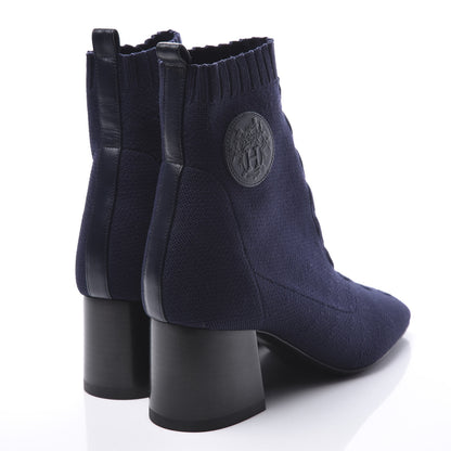 Hermes Knit Calfskin Volver Ankle Boots 36.5 Bleu Diplomatique 4 of 7