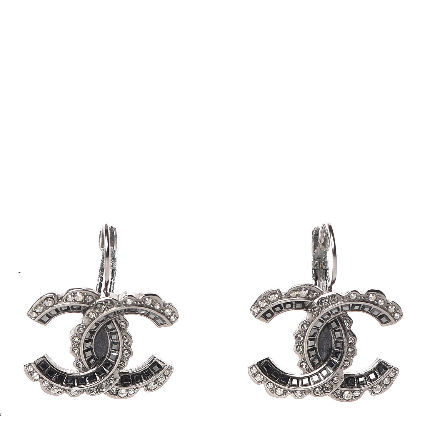 Ruthenium Baguette Crystal CC Drop Earrings