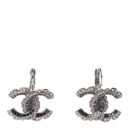 Chanel Ruthenium Baguette Crystal CC Drop Earrings 1 of 5